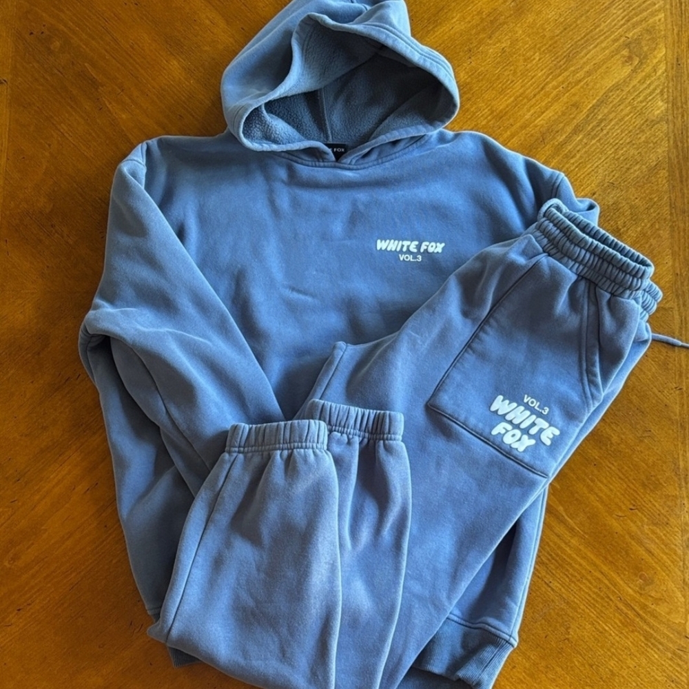 White Fox Boutique Blue Track Pants & Hoodie Set